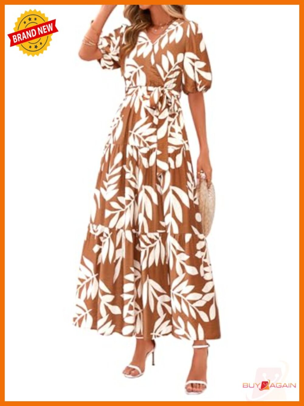 Womens Floral Boho Maxi Dress V Neck Tiered Belted Summer